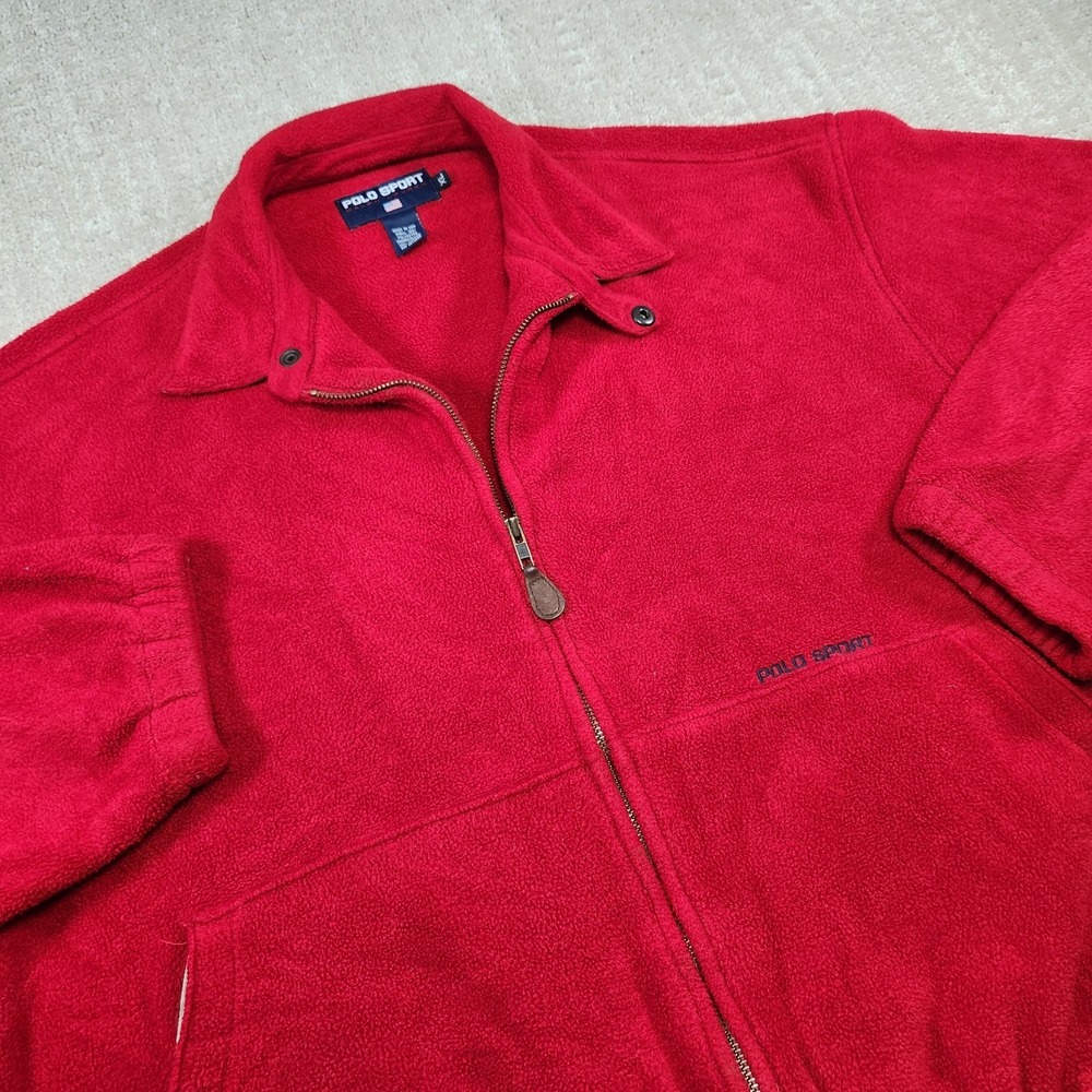 Vintage Polo Sport Ralph Lauren Jacket Men XL USA Made Chinstrap Fleece Red